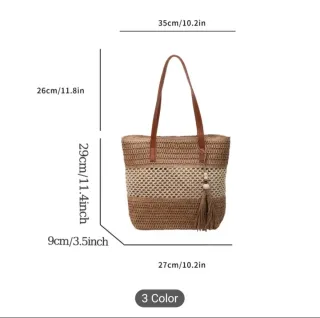 Bolso de playa tejido verde/beige