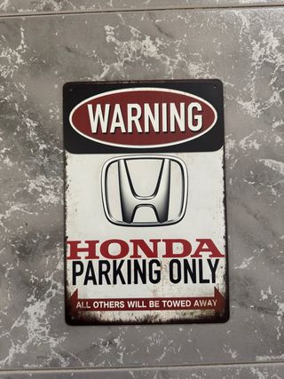 Cartel chapa metalica Honda Parking Only