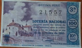 Billete Lotería Nacional 1965