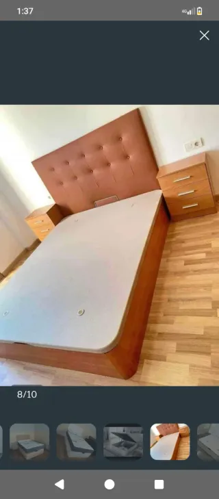 Base de cama con cabecero y mesitas