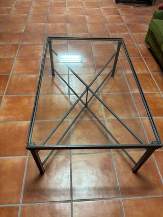 Mesa de centro forja y cristal