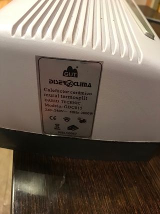 Calefactor Ventilador Baño Pared GUT GDC015