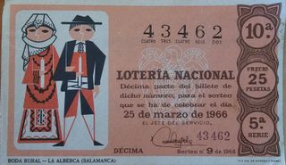 Lotería Nacional 25 Pesetas 1966