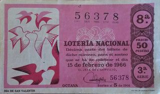 Lotería Nacional 15 Febrero 1966