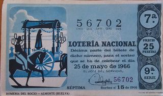 Lotería Nacional 56702 25 Pesetas 1966