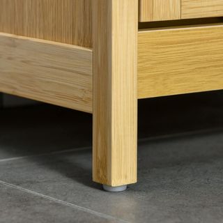 Mueble de Baño con Cesto Multifuncional para Ropa y Juguetes, Mueble para Ropa de Baño en MDF y Bambú, 40X30X86.5Cm, Color Natural