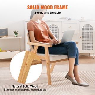 Silla de Rattan, Silla de Comedor de Estilo Moderno de Mitad de Siglo con Reposabrazos, Silla Tapizada con Respaldo de Rattan, Silla de Comedor Retro de Rattan para Sala de Estar, Dormitorio, Sala...