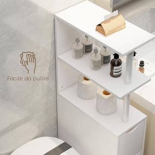 Mueble de Baño Slim con Cajones y Estantes, Mueble de Baño Ahorra Espacio con Cajón sobre Ruedas, Columna de Baño para Comedor Sala de Estar, 20X45X115 Cm, Blanco