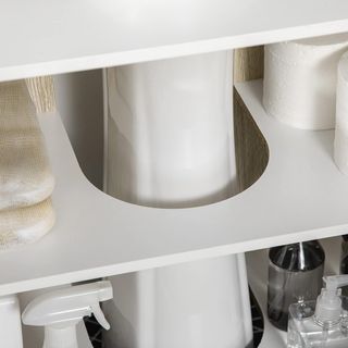 Mueble de Baño Bajo Lavabo de 2 Puertas con Estante Interno de Aglomerado y Acero, 60X30X60 Cm, Blanco y Roble