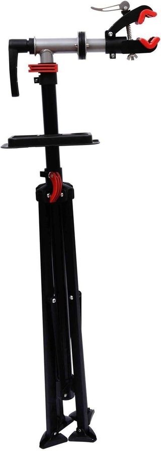 Soporte para Reparación de Bicicletas HOMCOM Plegable, Soporte de Mantenimiento para Bicicletas Giratorio a 360° con Bandeja para Herramientas, Altura Ajustable 109-180Cm, Negro