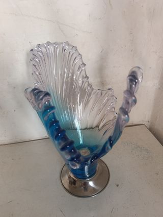 Centro de mesa cristal Murano Mazzega azul