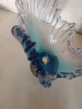 Centro de mesa cristal Murano Mazzega azul