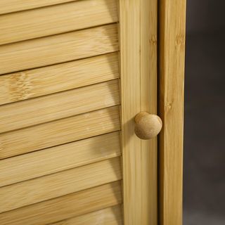 Mueble de Baño en Bambú con Armario de Una Puerta, Mueble Compacto Ahorra Espacio de Listones, 33X36.5X67Cm, Color Madera Natural