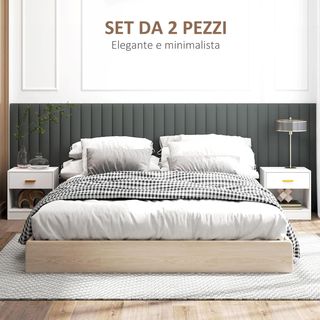 Set di 2 Comodini Moderni con Cassetto e Ripiano Aperto, Comodini per Camera da Letto in Truciolato, 39X28X41 Cm, Bianco