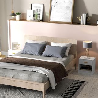 Set di 2 Comodini Moderni con Cassetto e Ripiano Aperto, Comodini per Camera da Letto in Truciolato, 39X28X41 Cm, Bianco