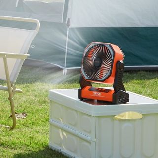 Ventilatore portatile ricaricabile 203,2 mm, ventilatore a batteria con torcia LED, ventilatore da tavolo portatile regolabile a 4 velocità, ventilatori a batteria USB per viaggi, sonno, ufficio, ecc.