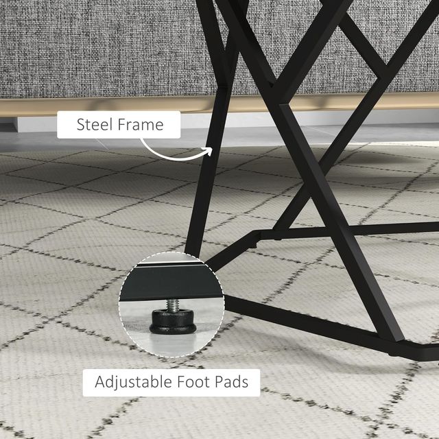 Mesa de Salón Moderna con Tablero de MDF Efecto Mármol y Estructura de MDF y Acero, 81X70X51.2Cm, Negro