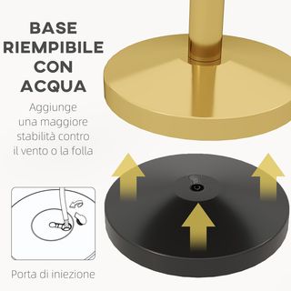 Colonne di segnalazione con corda di velluto da 1,5 m e base riempibile, pali delimitatori in acciaio inossidabile, Ø32X96 cm, oro e rosso