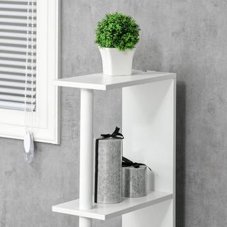 Mueble de Baño Ahorra Espacio en Columna Con 2 Estantes y 2 Armarios, Columna de Baño de Madera para Sala de Estar, 15.2X29.8X118 Cm, Blanco