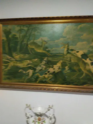 Cuadro de caza con marco dorado