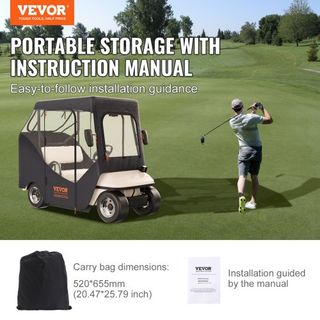 Cubierta para Carro de Golf, Apta para 2 Pasajeros EZGO TXT RXV, Techo Corto de 59", Cubierta de Conducción de Poliéster 600D con Ventanas Transparentes en 4 Lados, Cubiertas para Carros de Golf d...