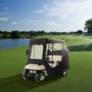 Cubierta para Carro de Golf, Apta para 2 Pasajeros EZGO TXT RXV, Techo Corto de 59", Cubierta de Conducción de Poliéster 600D con Ventanas Transparentes en 4 Lados, Cubiertas para Carros de Golf d...