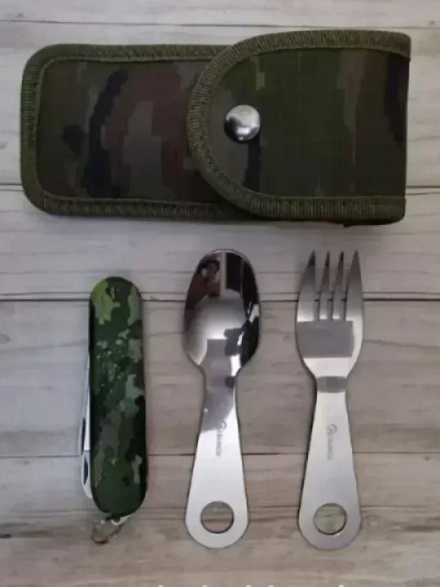 SET CUBIERTOS ALBAINOX MONTAÑA CAMPING CAMUFLAJE