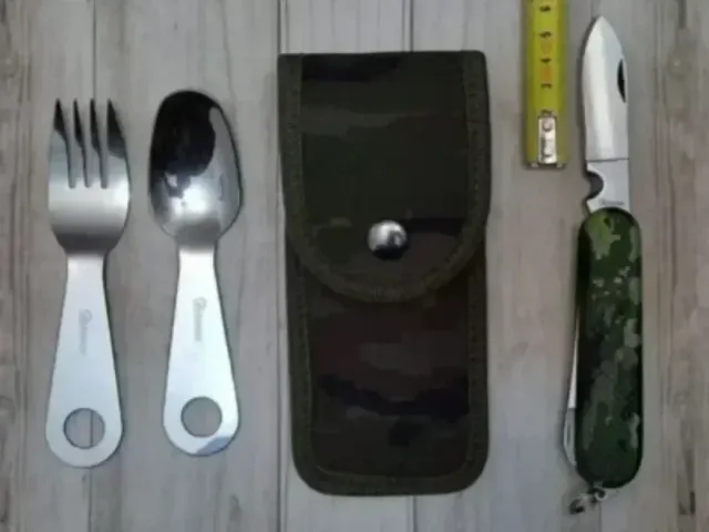 SET CUBIERTOS ALBAINOX MONTAÑA CAMPING CAMUFLAJE