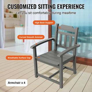 Conjunto de Comedor de Patio de 5 Piezas, Mesa y Sillas de Muebles de Exterior Cuadrados, Conjuntos de Muebles de Jardín para Todo Clima, Conjunto de Conversación Pequeño de HIPS para Césped, Terr...