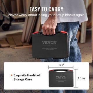 Bloques de Configuración de Herramientas de Carpintería, Set de 16 Piezas, Bloques de Medición de Altura de Precisión, con Marcaciones de Tamaño Grabadas a Láser y Estuche de Almacenamiento, Barra...