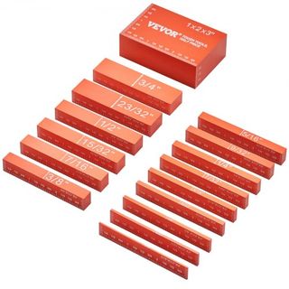 Bloques de Configuración de Herramientas de Carpintería, Set de 16 Piezas, Bloques de Medición de Altura de Precisión, con Marcaciones de Tamaño Grabadas a Láser y Estuche de Almacenamiento, Barra...