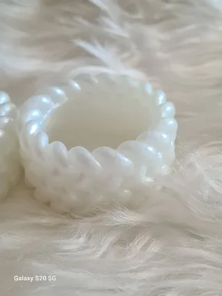 Coppia portacandele intrecciati bianchi bianco per