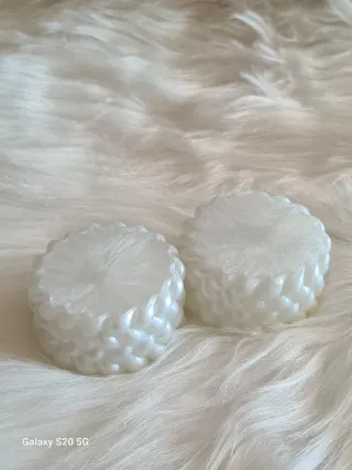 Coppia portacandele intrecciati bianchi bianco per