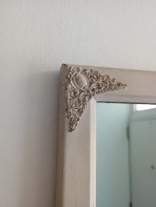 Espejo alargado rectangular antiguo beige