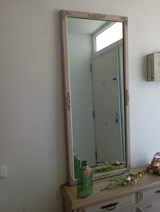 Espejo alargado rectangular antiguo beige