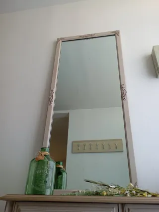 Espejo alargado rectangular antiguo beige