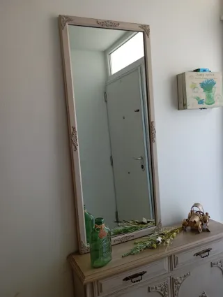 Espejo alargado rectangular antiguo beige