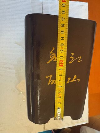 Maceta bonsai cerámica negra y dorada