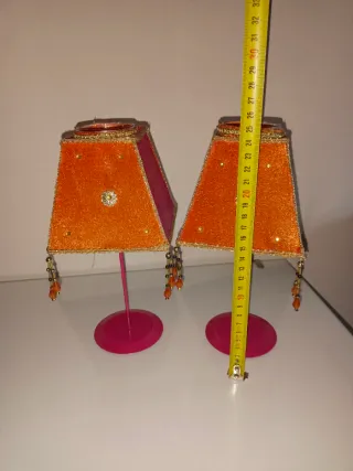 2 Portavelas Naranja y Rosa