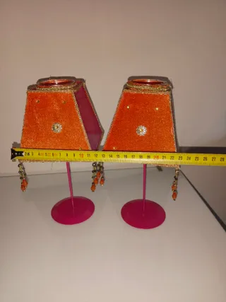 2 Portavelas Naranja y Rosa