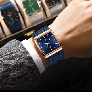 Reloj Poedagar Hombre Azul y Dorado