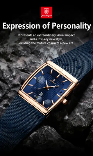 Reloj Poedagar Hombre Azul y Dorado