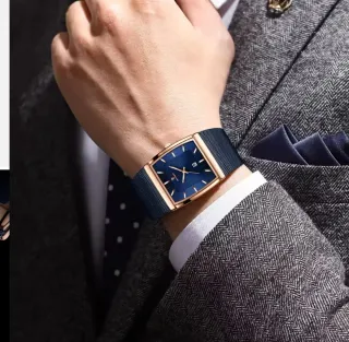 Reloj Poedagar Hombre Azul y Dorado