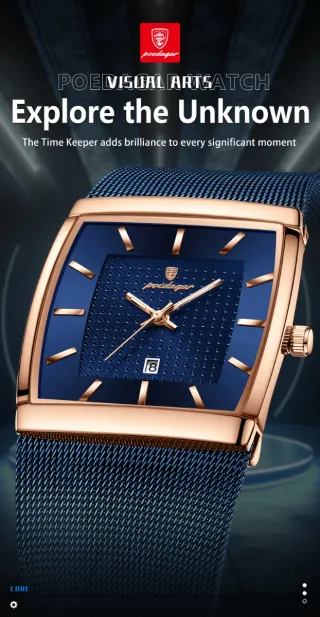 Reloj Poedagar Hombre Azul y Dorado