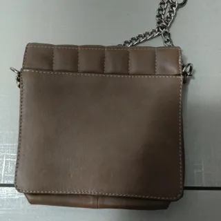 Borsa Vera Pelle Tracolla Marrone Argento