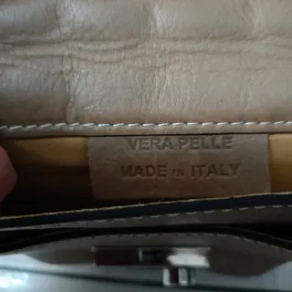 Borsa Vera Pelle Tracolla Marrone Argento