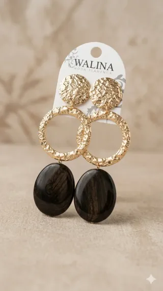 Pendientes WALINA flamenca dorados y negros