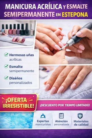 Manicura acrílica y esmalte semipermanente