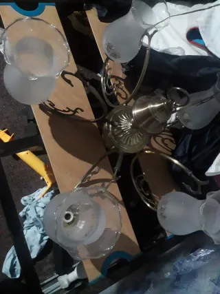 Lámpara antigua metal y cristal