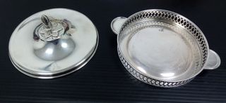 6 vassoietti argentati + 4 piatti in terracotta